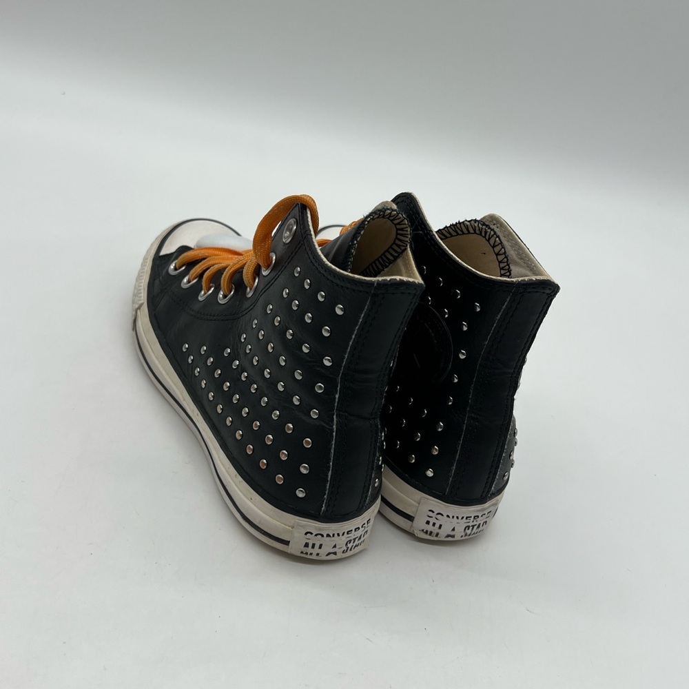 Vintage Converse all star Women Sz 6 Black Leather Sliver Studded Spikes Sneaker - Picture 5 of 13